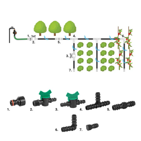 Bradas Set met accessoires voor druppelslang 16mm - 81 stuks Bradas