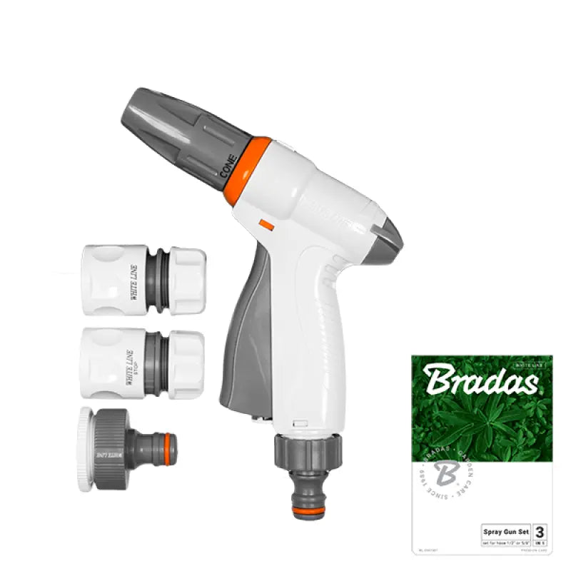 Bradas WHITE LINE Spuitpistool Set – Verstelbaar, 3 sproeipatronen, Hoogwaardig ABS Bradas