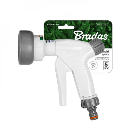 Detail van Bradas WHITE LINE Spuitpistool met waterstroomregelingsfunctie voor precisiebewatering.