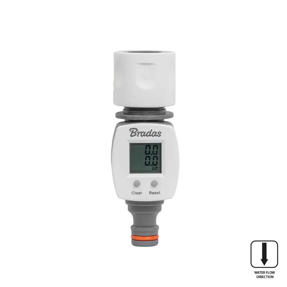 Bradas WHITE LINE Watermeter met LCD-display en snelkoppeling voor eenvoudige installatie.