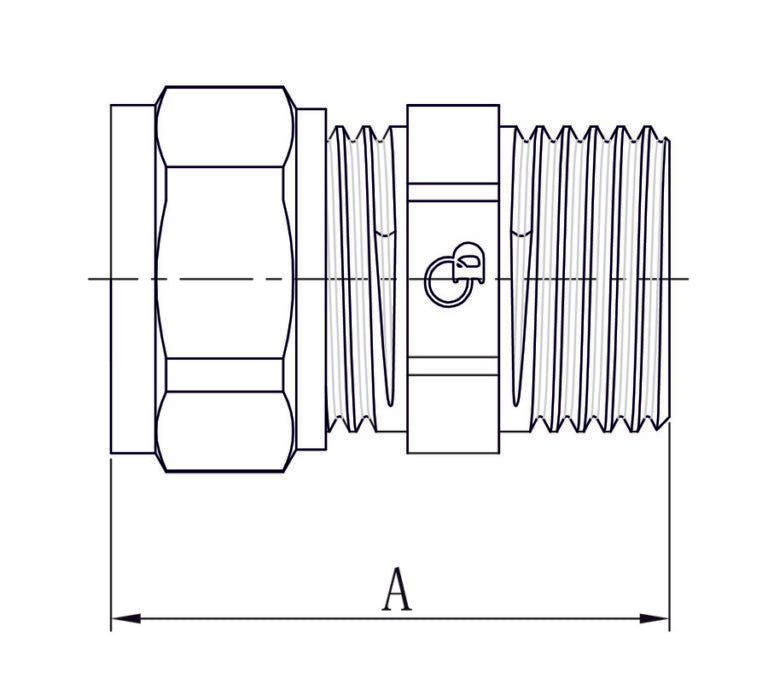 Messing PEX-AL-PEX koppeling 32 mm met klemverbinding