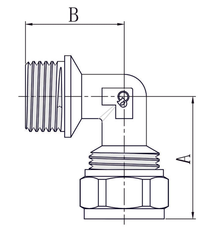 PEX knieverbinding 32 mm met klemfitting