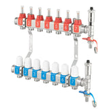 RVS verdeler voor vloerverwarming met 8 groepen