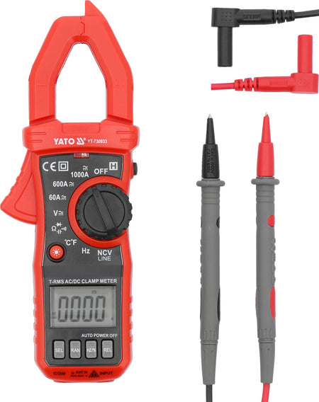 Gedetailleerde weergave van de YATO stroomtang multimeter