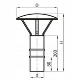 Darco SPKP Schoorsteenkap 80mm Zwart