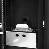 Pelletkachel in moderne woonkamer met geveldoorvoer